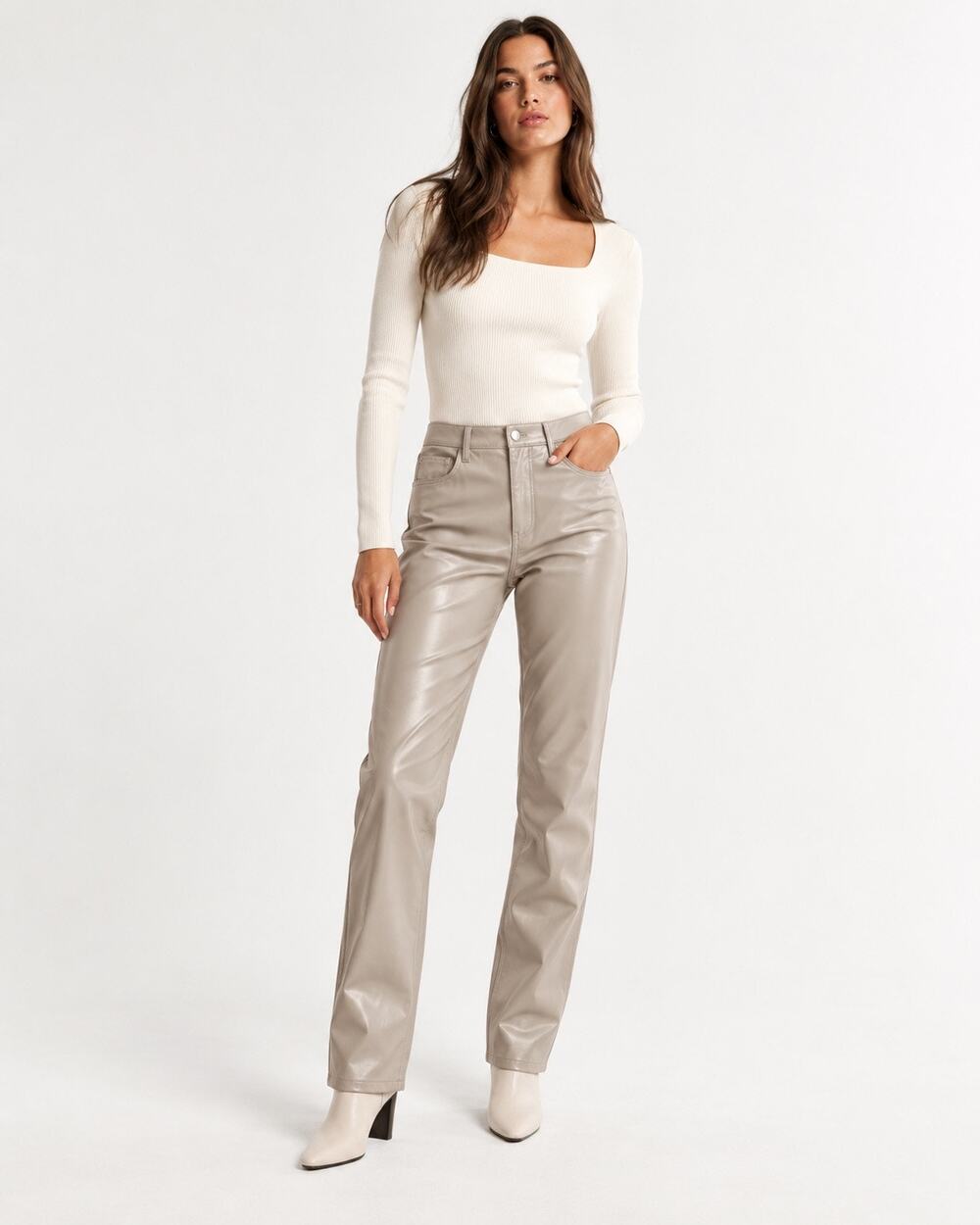 NWT Abercrombie & Fitch 90s Straight Ultra High Rise Faux Leather Pants 27